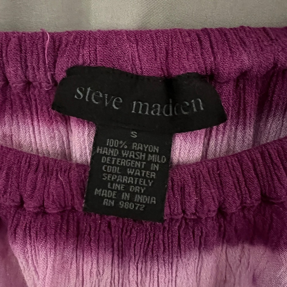 Steve Madden Purple Tie Dye Maxi Dress Off Shoulder Ombre Ruffle Size Small - Picture 6 of 7